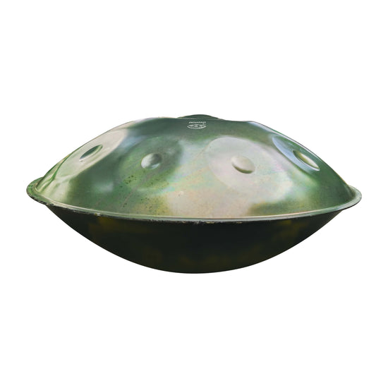 Handpan 10 note vert Re mineur, frequence 432hz, frequence 440hz, hang drum, instrument musique, handpan origine, vert, handpan instrument, handpan vert